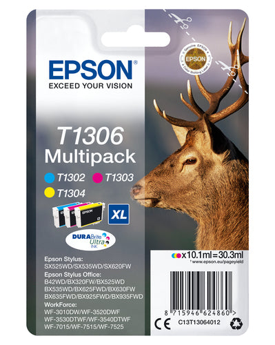 Epson Stag Multipack 3-colours T1306 DURABrite Ultra Ink Epson Stag Multipack 3-colours T1306 DURABrite Ultra Ink